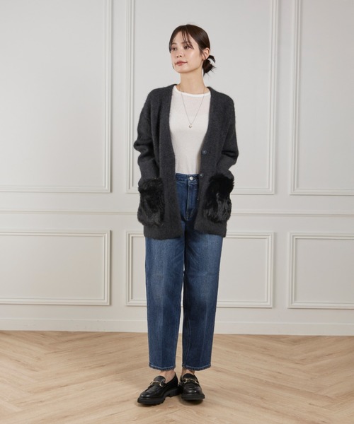 LE SOUK(ルスーク)の「ラクーン接結編みニットジャケット(カーディガン/ボレロ・レディース・ブラウン/チャコールグレー・フリー)」の17枚目の写真