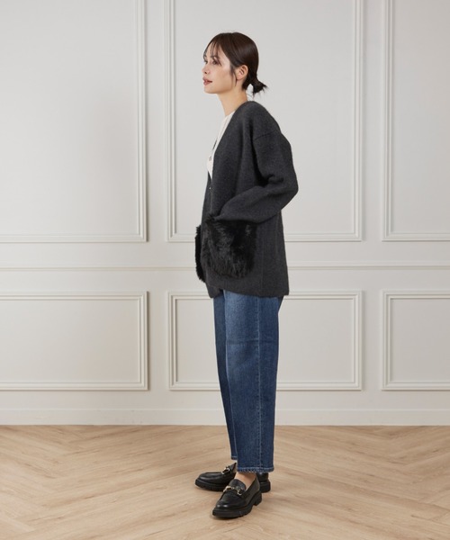 LE SOUK(ルスーク)の「ラクーン接結編みニットジャケット(カーディガン/ボレロ・レディース・ブラウン/チャコールグレー・フリー)」の19枚目の写真
