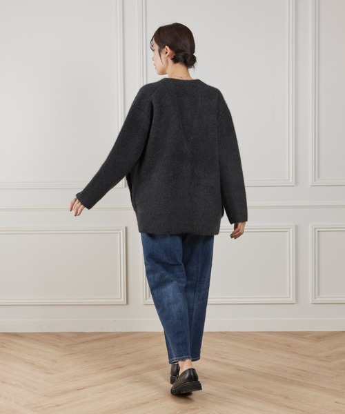 LE SOUK(ルスーク)の「ラクーン接結編みニットジャケット(カーディガン/ボレロ・レディース・ブラウン/チャコールグレー・フリー)」の9枚目の写真