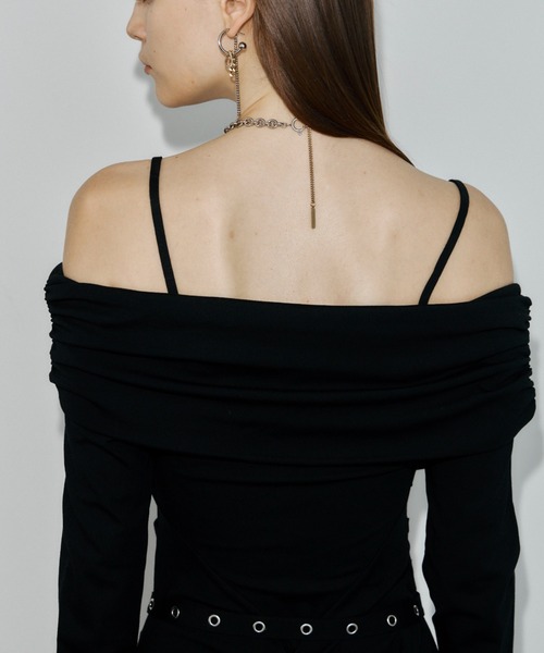 JOSE MOON(ジョゼムーン)の「OFF-SHOULDER DRAPE JERSEY DRESS/オフショルダードレープジャージドレス(ワンピース・レディース・ブラウン/ブラック・38/36)」の19枚目の写真