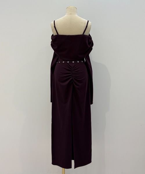 JOSE MOON(ジョゼムーン)の「OFF-SHOULDER DRAPE JERSEY DRESS/オフショルダードレープジャージドレス(ワンピース・レディース・ブラウン/ブラック・38/36)」の7枚目の写真