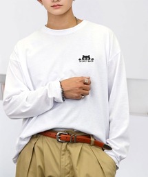 ワイド 刺繍ワンポイント 長袖Tシャツ