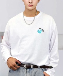 ワイド 刺繍ワンポイント 長袖Tシャツ