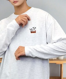 ワイド 刺繍ワンポイント 長袖Tシャツ