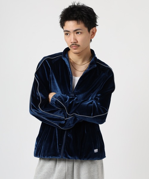 PRO CLUB (プロクラブ)の「PRO CLUB VELOUR TRACK JACKET サイドライン ベロアトラックジャケット セットアップ可(ジャージ・メンズ・シルバー/ブラック/ネイビー/ピンク・S/M/XL/XS/3XL/2XL)」の2枚目の写真