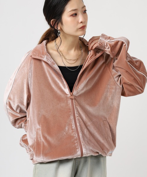 PRO CLUB (プロクラブ)の「PRO CLUB VELOUR TRACK JACKET サイドライン ベロアトラックジャケット セットアップ可(ジャージ・メンズ・シルバー/ブラック/ネイビー/ピンク・S/M/XL/XS/3XL/2XL)」の3枚目の写真