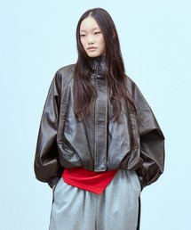 FAUX LEATHER BALLOON BLOUSON / フェイクレザーバルーンブルゾン