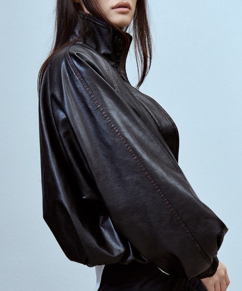 THINGS THAT MATTER（シングス ザット マター）の「FAUX LEATHER BALLOON BLOUSON / フェイクレザーバルーンブルゾン（ブルゾン・レディース・ダークブラウン/ブラック・FREE）」の16枚目の写真
