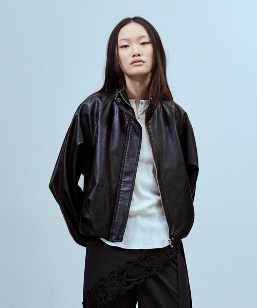 THINGS THAT MATTER（シングス ザット マター）の「FAUX LEATHER BALLOON BLOUSON / フェイクレザーバルーンブルゾン（ブルゾン・レディース・ダークブラウン/ブラック・FREE）」の11枚目の写真