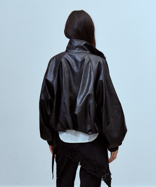 THINGS THAT MATTER（シングス ザット マター）の「FAUX LEATHER BALLOON BLOUSON / フェイクレザーバルーンブルゾン（ブルゾン・レディース・ダークブラウン/ブラック・FREE）」の14枚目の写真
