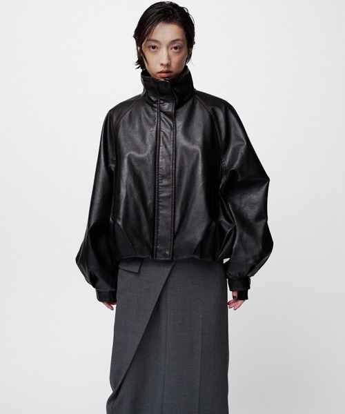 THINGS THAT MATTER（シングス ザット マター）の「FAUX LEATHER BALLOON BLOUSON / フェイクレザーバルーンブルゾン（ブルゾン・レディース・ダークブラウン/ブラック・FREE）」の18枚目の写真