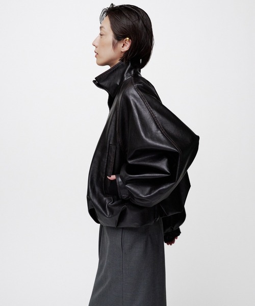 THINGS THAT MATTER（シングス ザット マター）の「FAUX LEATHER BALLOON BLOUSON / フェイクレザーバルーンブルゾン（ブルゾン・レディース・ダークブラウン/ブラック・FREE）」の20枚目の写真