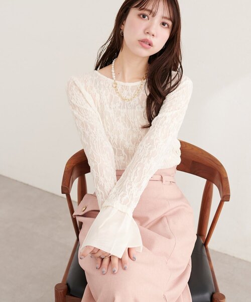 natural couture(ナチュラルクチュール)の「レースジャガードプルオーバー(Tシャツ/カットソー・レディース・ライトベージュ/ブラック/アイボリー・FREE)」の18枚目の写真