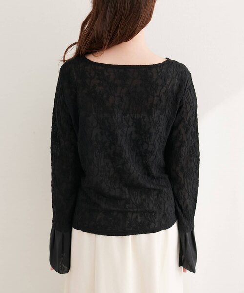 natural couture(ナチュラルクチュール)の「レースジャガードプルオーバー(Tシャツ/カットソー・レディース・ライトベージュ/ブラック/アイボリー・FREE)」の6枚目の写真