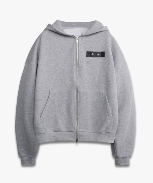 DOFFJASON(ドフジェーソン)の「レザーポイントフードジップアップ メランジグレー(パーカー・レディース・その他・MEDIUM/LARGE)」の2枚目の写真