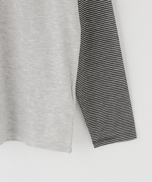 JOURNAL STANDARD（ジャーナルスタンダード）の「シアーボーダーラグランロンT（Tシャツ/カットソー・レディース・チャコールグレー/イエロー系その他・FREE）」の4枚目の写真