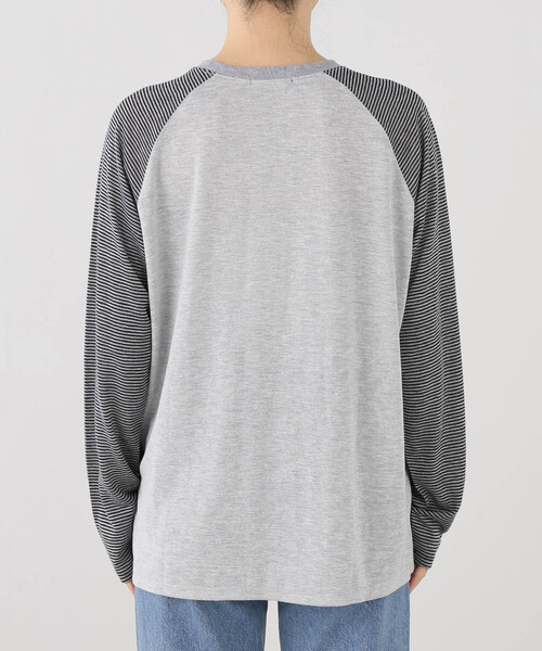 JOURNAL STANDARD（ジャーナルスタンダード）の「シアーボーダーラグランロンT（Tシャツ/カットソー・レディース・チャコールグレー/イエロー系その他・FREE）」の10枚目の写真
