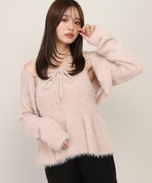 シャギーカーディガン/ペプラムニット2P　1077806