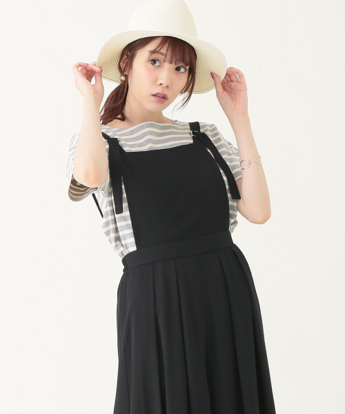 earth music&ecology（アースミュージックアンドエコロジー）の「【2016Summer】ボートネックボーダー半袖プルオーバー（Tシャツ/カットソー・レディース・ネイビー/オフホワイト/LT.Gray/ライトイエロー/レッド/アイボリー・FREE）」の6枚目の写真