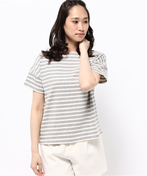 earth music&ecology（アースミュージックアンドエコロジー）の「【2016Summer】ボートネックボーダー半袖プルオーバー（Tシャツ/カットソー・レディース・ネイビー/オフホワイト/LT.Gray/ライトイエロー/レッド/アイボリー・FREE）」の14枚目の写真