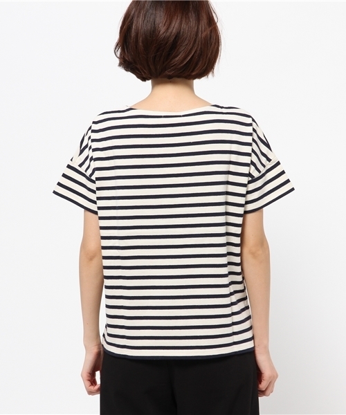 earth music&ecology（アースミュージックアンドエコロジー）の「【2016Summer】ボートネックボーダー半袖プルオーバー（Tシャツ/カットソー・レディース・ネイビー/オフホワイト/LT.Gray/ライトイエロー/レッド/アイボリー・FREE）」の9枚目の写真