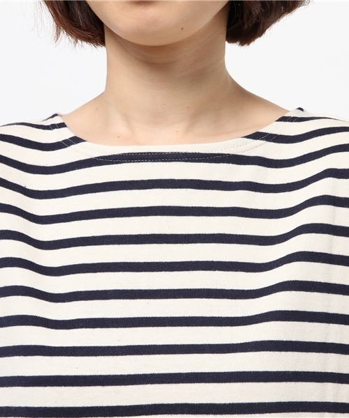 earth music&ecology（アースミュージックアンドエコロジー）の「【2016Summer】ボートネックボーダー半袖プルオーバー（Tシャツ/カットソー・レディース・ネイビー/オフホワイト/LT.Gray/ライトイエロー/レッド/アイボリー・FREE）」の10枚目の写真
