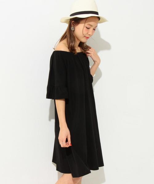 Another Edition（アナザーエディション）の「【WEB店舗限定】オフショルダーチュニックワンピース/ aeBFC オフショル チュニック OP◆（ワンピース・レディース・ブラック/ライトグレー/レッド・フリー）」の7枚目の写真