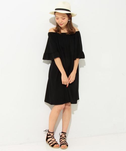 Another Edition（アナザーエディション）の「【WEB店舗限定】オフショルダーチュニックワンピース/ aeBFC オフショル チュニック OP◆（ワンピース・レディース・ブラック/ライトグレー/レッド・フリー）」の8枚目の写真