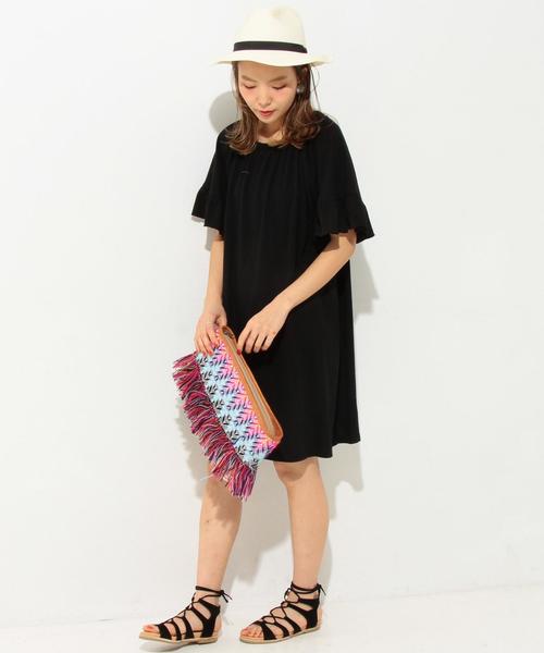 Another Edition（アナザーエディション）の「【WEB店舗限定】オフショルダーチュニックワンピース/ aeBFC オフショル チュニック OP◆（ワンピース・レディース・ブラック/ライトグレー/レッド・フリー）」の9枚目の写真