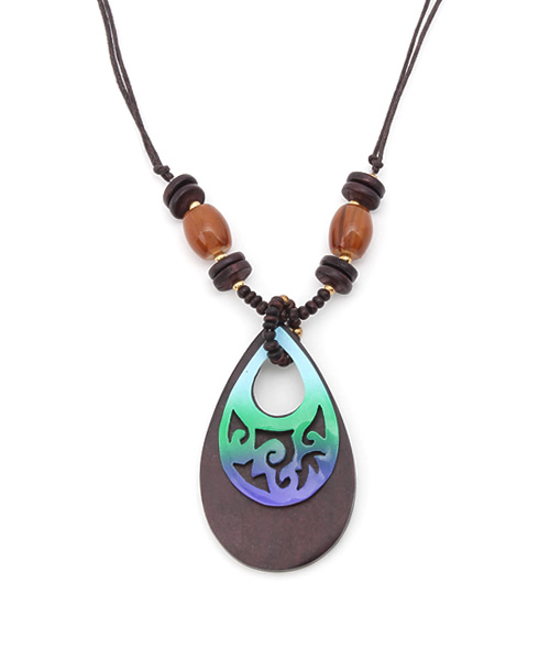 チャイハネ（チャイハネ）の「【チャイハネ】ニューグラッシェネックレス（ネックレス・レディース・ライトブルー/オレンジ/ダークブルー・FREE）」の4枚目の写真