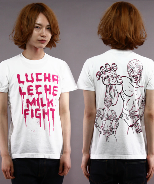 MILKBOY(ミルクボーイ)の「LUCHA LECHE TEE(Tシャツ/カットソー・メンズ・ホワイト/ブラック/ライトブルー・MEDIUM/SMALL/LARGE)」の1枚目の写真