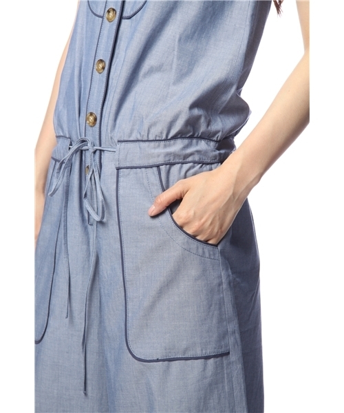 NANO universe（ナノユニバース）の「バギーオールインワン（サロペット/オーバーオール・レディース・ブルー/ブラック・36/38）」の6枚目の写真