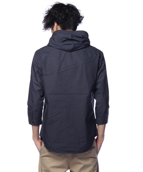 alcali（アルカリ）の「FIDELITY /  フード付ブラウス（シャツ/ブラウス・メンズ・ホワイト/ネイビー・2/3/4）」の4枚目の写真