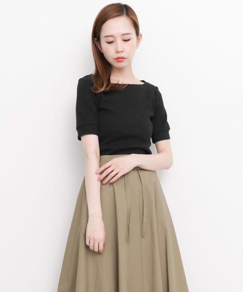 KBF（ケイビーエフ）の「KBF RIBボートネックTEE（Tシャツ/カットソー・レディース・ピンク/グレー系その他/ライトブルー/ブラック/レッド系その他・ONE）」の2枚目の写真