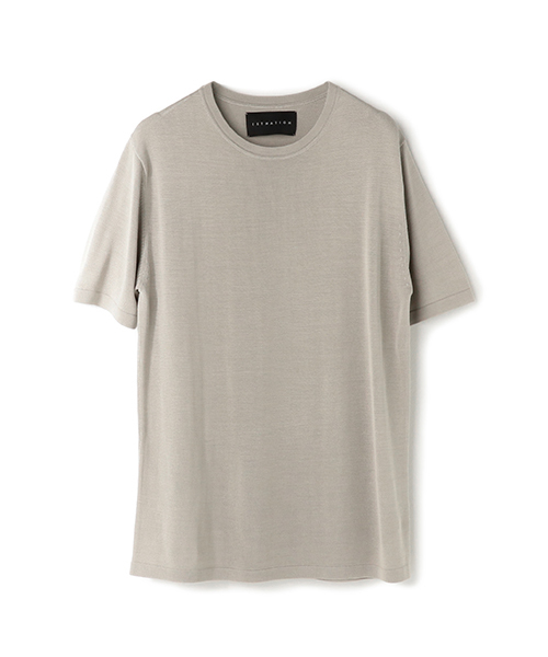 ESTNATION（エストネーション）の「ESTNATION ウォッシャブルシルクニットTシャツ（ニット/セーター・メンズ・ホワイト/ネイビー/ライトグレー・MEDIUM/SMALL/LARGE）」の2枚目の写真