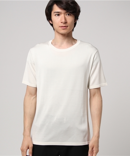 ESTNATION（エストネーション）の「ESTNATION ウォッシャブルシルクニットTシャツ（ニット/セーター・メンズ・ホワイト/ネイビー/ライトグレー・MEDIUM/SMALL/LARGE）」の16枚目の写真