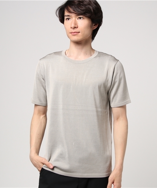 ESTNATION（エストネーション）の「ESTNATION ウォッシャブルシルクニットTシャツ（ニット/セーター・メンズ・ホワイト/ネイビー/ライトグレー・MEDIUM/SMALL/LARGE）」の15枚目の写真