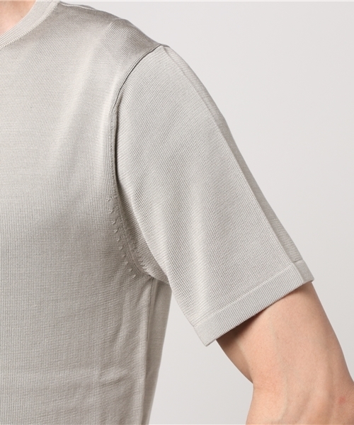 ESTNATION（エストネーション）の「ESTNATION ウォッシャブルシルクニットTシャツ（ニット/セーター・メンズ・ホワイト/ネイビー/ライトグレー・MEDIUM/SMALL/LARGE）」の7枚目の写真