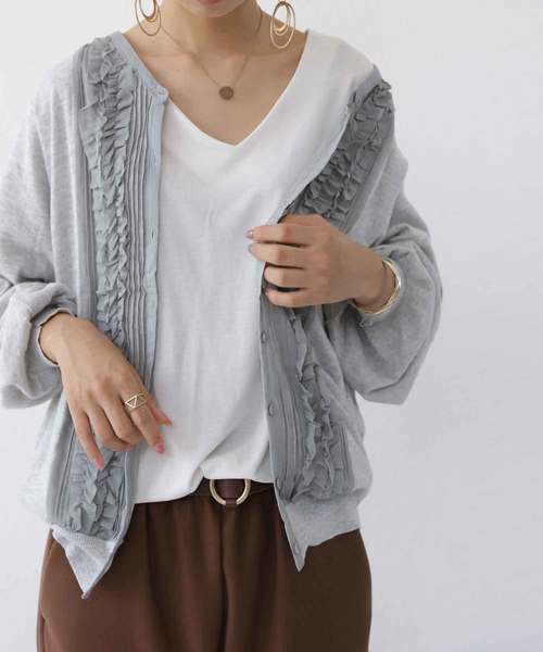antiqua（アンティカ）の「綿100%ニットカーディガン（カーディガン/ボレロ・レディース・ライトグレー/ブラック・FREE）」の13枚目の写真