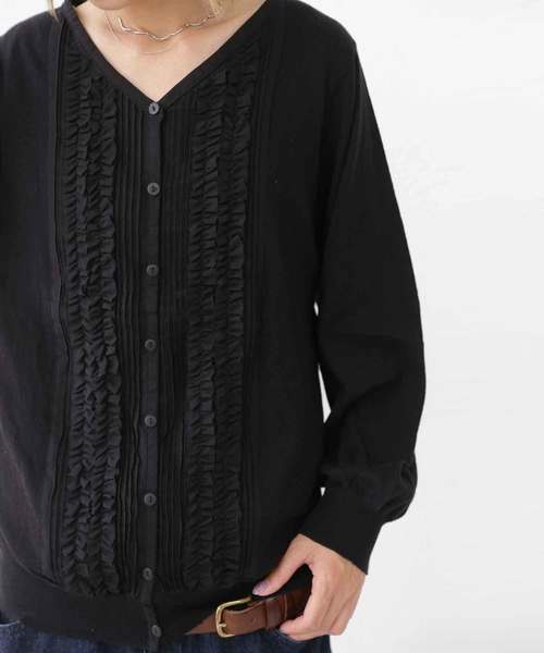 antiqua（アンティカ）の「綿100%ニットカーディガン（カーディガン/ボレロ・レディース・ライトグレー/ブラック・FREE）」の8枚目の写真