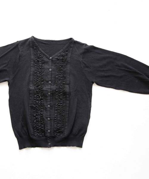 antiqua（アンティカ）の「綿100%ニットカーディガン（カーディガン/ボレロ・レディース・ライトグレー/ブラック・FREE）」の3枚目の写真