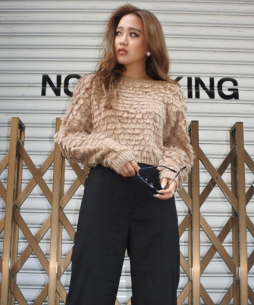 EGOIST(エゴイスト)の「ループ編みニットトップ(ニット/セーター・レディース・ブラック/グリーン/ベージュ/グレー・FREE)」の11枚目の写真