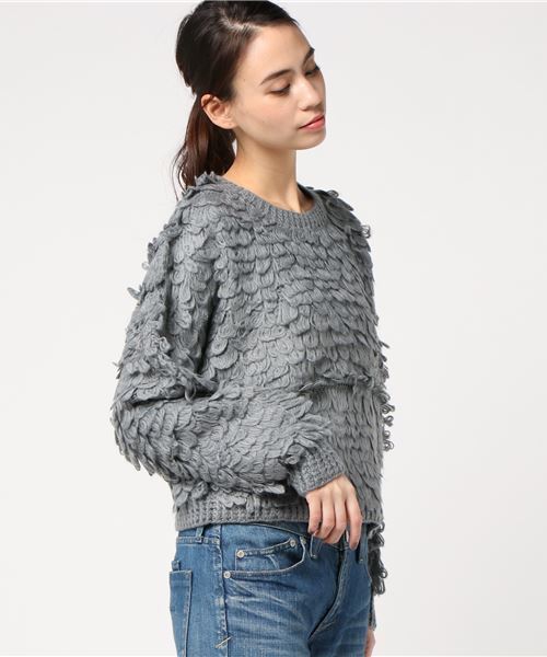 EGOIST(エゴイスト)の「ループ編みニットトップ(ニット/セーター・レディース・ブラック/グリーン/ベージュ/グレー・FREE)」の19枚目の写真