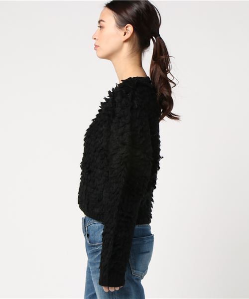 EGOIST(エゴイスト)の「ループ編みニットトップ(ニット/セーター・レディース・ブラック/グリーン/ベージュ/グレー・FREE)」の5枚目の写真