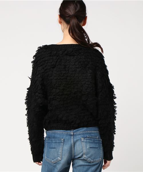 EGOIST(エゴイスト)の「ループ編みニットトップ(ニット/セーター・レディース・ブラック/グリーン/ベージュ/グレー・FREE)」の6枚目の写真