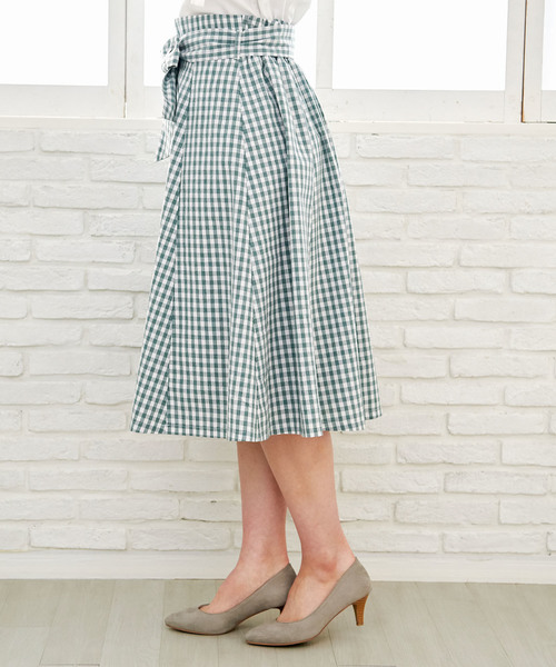 ROPE' PICNIC（ロペピクニック）の「【WEB限定】ギンガムチェックスカート（スカート・レディース・グレー/グリーン/ネイビー・38）」の4枚目の写真