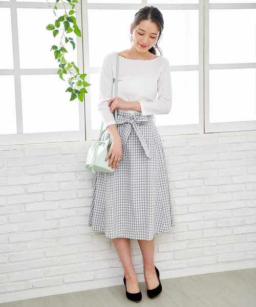 ROPE' PICNIC（ロペピクニック）の「【WEB限定】ギンガムチェックスカート（スカート・レディース・グレー/グリーン/ネイビー・38）」の11枚目の写真