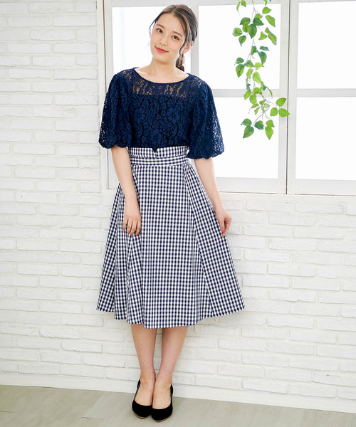 ROPE' PICNIC（ロペピクニック）の「【WEB限定】ギンガムチェックスカート（スカート・レディース・グレー/グリーン/ネイビー・38）」の12枚目の写真