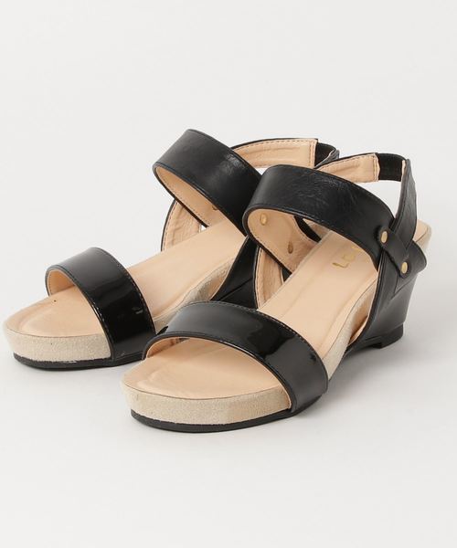 MIX JUICE（ミックスジュース）の「MIX JUICE ミックスジュース エナメルタブルベルトストラップウエッジサンダル（サンダル・レディース・ホワイト/カーキ/ブラック・LL/S/L/M/SS）」の3枚目の写真