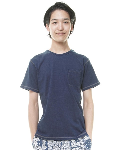 おしゃれスタ(オシャレスタ)の「インディゴ半袖Tシャツ(IR)(Tシャツ/カットソー・メンズ・ブルー系その他2/ブルー系その他/ブルー/ネイビー・XL/L/M)」の1枚目の写真